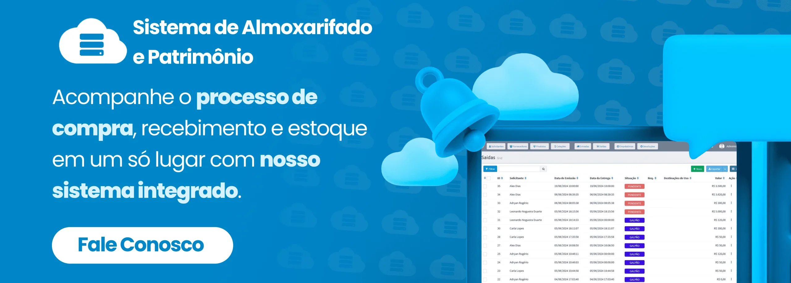 Acompanhe o processo de compra, recebimento e estoque em um só lugar com nosso sistema integrado.